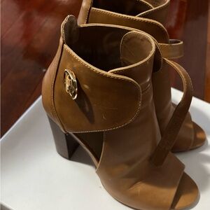 Vince Camuto Tan Open-Toe Heeled Booties